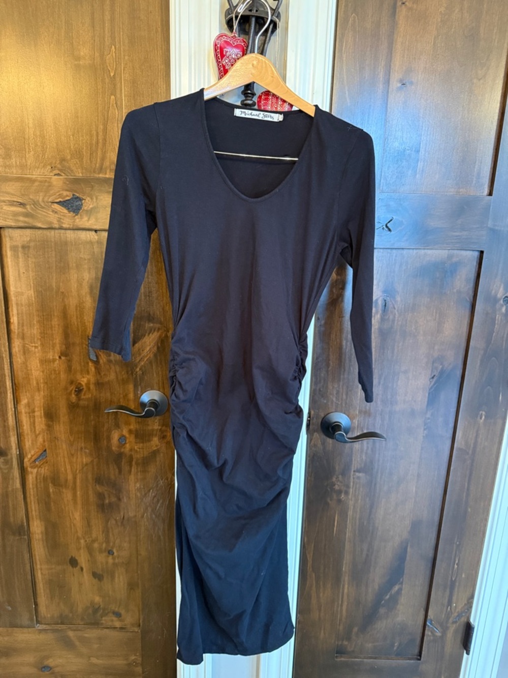 Michael Stars Black Ruched Long Sleeve Women’s Dress L